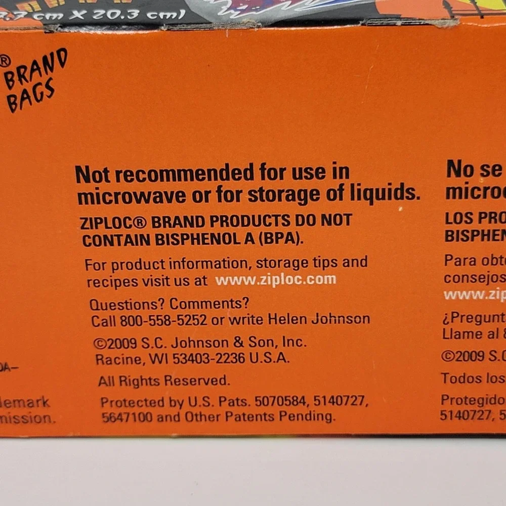 NOS 2009 Ziploc Halloween Print Quart Bags - 25 count - Bats Cats Jack-O-Lantern